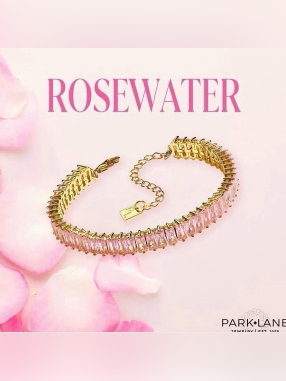 Park Lane Rosewater Ltd Ed Pink CZ Tennis Bracelet NWOT